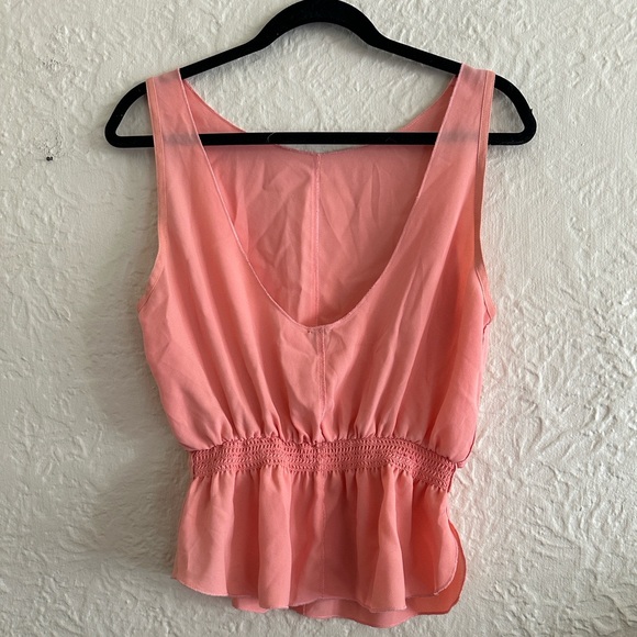 Aritzia Wilfred Peach Pink Scoop Back Peplum Sleeveless Top Small - Picture 5 of 7